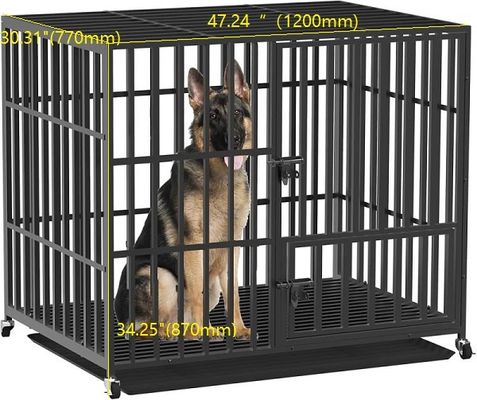 الصين Metal Heavy Duty Dog Crate With Pet Tray Wast Pan المزود