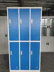 الصين دائم تخزين أثاث صالة الألعاب الرياضية / خزانة الموظفين / خزانة فولاذية اللون الأزرق والرمادي 6 أبواب المزود