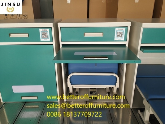 الصين هيكل مطوي إطار فولاذي لسرير مرافقة مشترك وسطح PU إسفنجي H770XW600XD530mm المزود